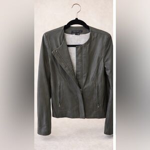 Theory Olive Leather Jacket